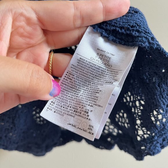 Banana Republic Navy Blue Circle Lace Tank Top Swim Coverup Petite S Racerback - Picture 3 of 6